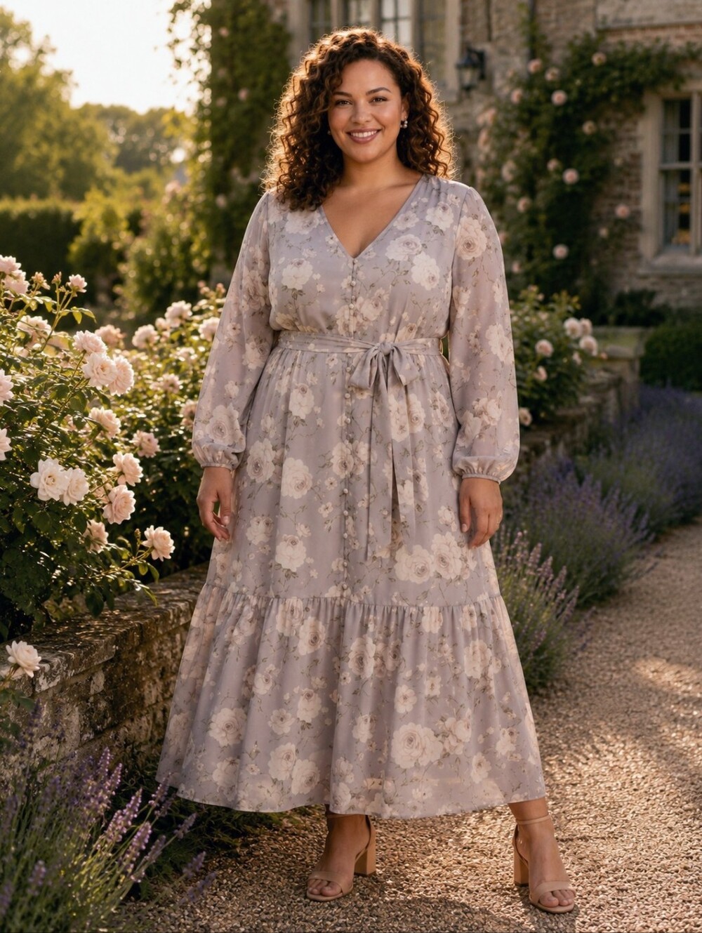Torrid Grey Floral Maxi Chiffon Button Front Tie Waist Dress NWT 2X